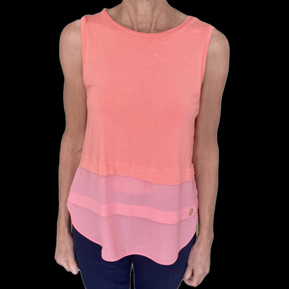 Michael Kors Women's Sleeveless Tiered Hem Tunic Top Peach, Size S